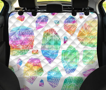 Vibrant Diamonds & Crystals Pattern , Abstract Art Car Back Seat Pet Covers,