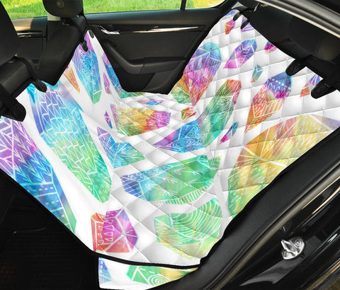Image of Vibrant Diamonds & Crystals Pattern - Abstract Art Car Back Seat Pet Covers, Backseat Protector, Stylish Car Accessories