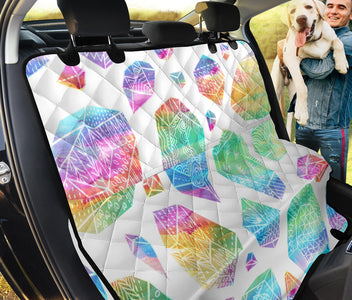 Vibrant Diamonds & Crystals Pattern - Abstract Art Car Back Seat Pet Covers, Backseat Protector, Stylish Car Accessories