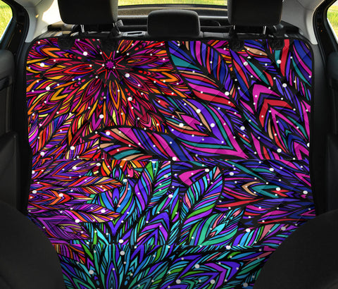 Image of Colorful Boho Chic Floral Mandala - Vibrant Car Back Seat Pet Covers, Backseat Protector, Stylish Car Accessories