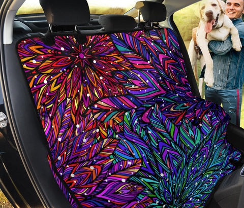 Image of Colorful Boho Chic Floral Mandala - Vibrant Car Back Seat Pet Covers, Backseat Protector, Stylish Car Accessories