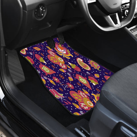 Image of Colorful floral flower pattern Car Mats Back/Front, Floor Mats Set, Car