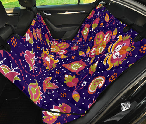 Image of Colorful Flower Pattern - Vibrant Floral Design Car Back Seat Pet Covers, Abstract Art Backseat Protector, Unique Car Accessories