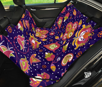 Colorful Flower Pattern - Vibrant Floral Design Car Back Seat Pet Covers, Abstract Art Backseat Protector, Unique Car Accessories