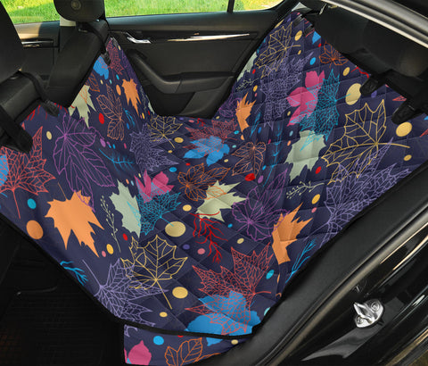 Image of Colorful Floral Leaves Pattern , Vibrant Car Back Seat Pet Covers, Backseat