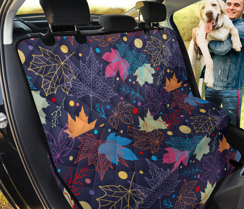 Image of Colorful Floral Leaves Pattern , Vibrant Car Back Seat Pet Covers, Backseat