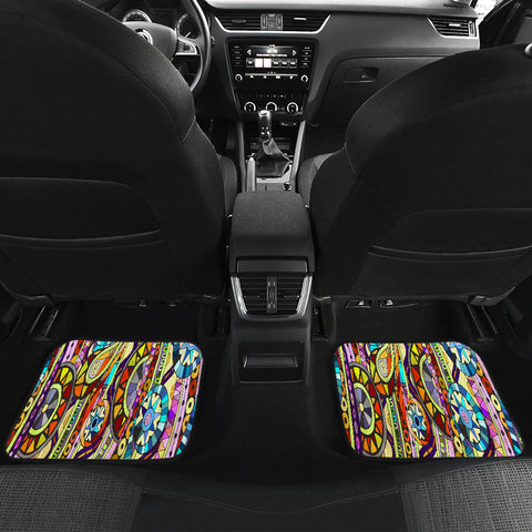 Image of Colorful mosaic Pattern Car Mats Back/Front, Floor Mats Set, Car Accessories