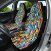Mosaic Pattern Car Seat Covers, Colorful Front Seat Protectors Pair, Auto