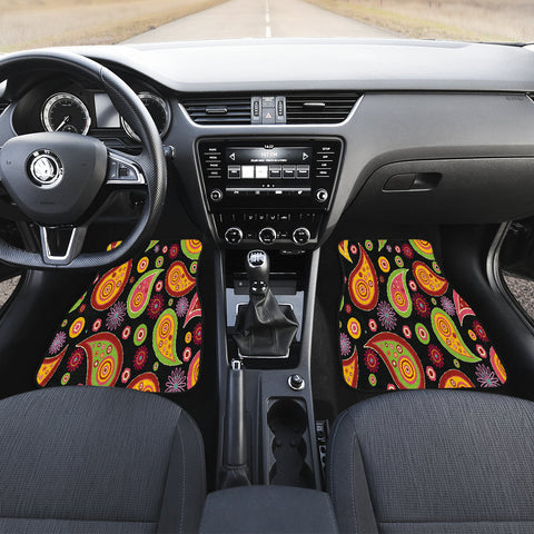 Image of Colorful paisley Car Mats Back/Front, Floor Mats Set, Car Accessories