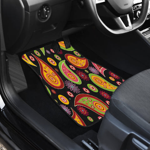Image of Colorful paisley Car Mats Back/Front, Floor Mats Set, Car Accessories
