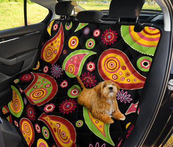 Colorful Paisley Floral Design , Vibrant Car Back Seat Pet Covers, Abstract Art