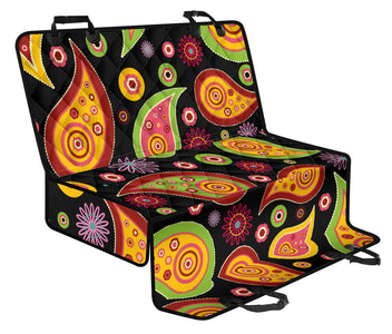 Colorful Paisley Floral Design , Vibrant Car Back Seat Pet Covers, Abstract Art