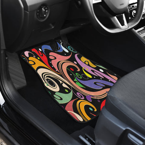 Image of Colorful paisley flowers Floral Car Mats Back/Front, Floor Mats Set, Car Accessories