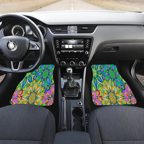 Image of Colorful pattern mandala Car Mats Back/Front, Floor Mats Set, Car Accessories