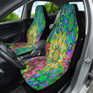 Pattern Mandala Car Seat Covers, Colorful Front Seat Protectors Pair, Auto