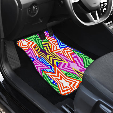 Image of Colorful stars Car Mats Back/Front, Floor Mats Set, Car Accessories