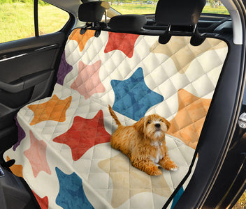 Retro Stars Pattern - Colorful Car Back Seat Pet Covers, Abstract Art Backseat Protector, Unique Car Accessories