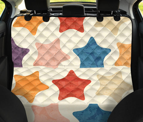 Image of Retro Stars Pattern - Colorful Car Back Seat Pet Covers, Abstract Art Backseat Protector, Unique Car Accessories