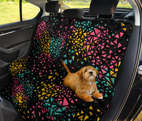 Image of Retro Triangle Patterned Car Back Seat Pet Cover, Colorful Seat Protector,