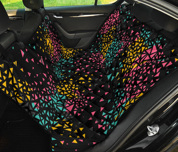 Retro Triangle Patterned Car Back Seat Pet Cover, Colorful Seat Protector,