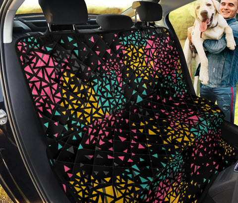 Image of Retro Triangle Patterned Car Back Seat Pet Cover, Colorful Seat Protector,