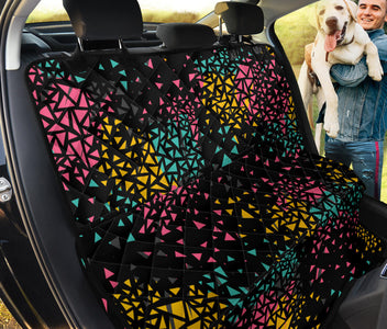 Retro Triangle Patterned Car Back Seat Pet Cover, Colorful Seat Protector,