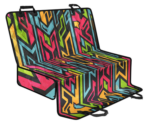 Image of Bohemian Car Seat Cover, Colorful Tribal Graffiti and Aztec Pattern Pet Backseat