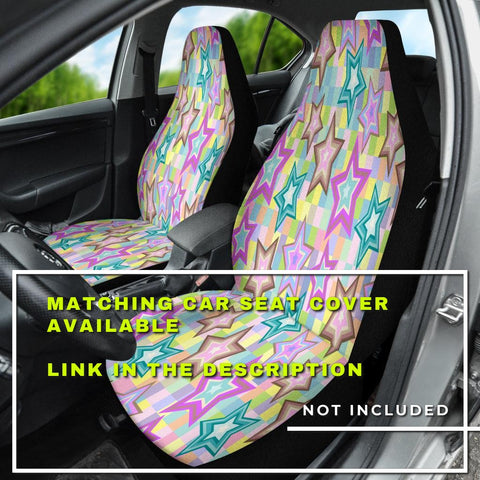 Image of Colorful Stars Pattern Car Mats Back/Front, Floor Mats Set, Car Accessories