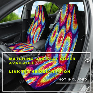 Colorful Tie Dye Hippie Abstract Art Car Mats Back/Front, Floor Mats Set, Car