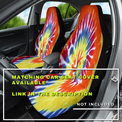 Image of Colorful Tie Dye Spiral Abstract Art Car Mats Back/Front, Floor Mats Set, Car