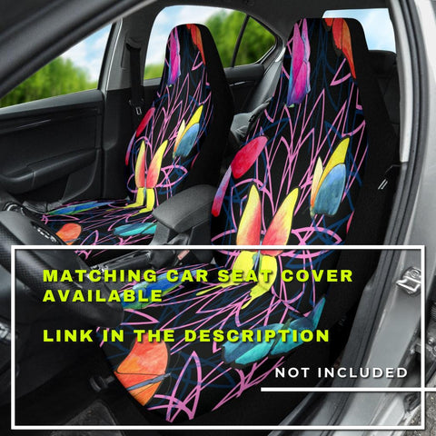 Image of Watercolor Floral Pet Car Backseat Cover, Vibrant Butterfly Design, Seat