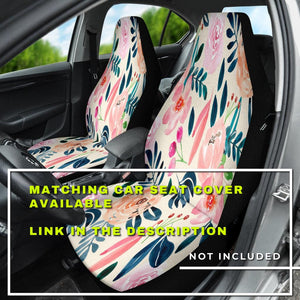 Colorful Watercolor Floral Flowers Car Mats Back/Front, Floor Mats Set, Car Accessories