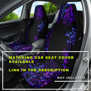 Purple Plants Leaves Floral Design Car Seat Covers, Abstract Art Backseat Pet