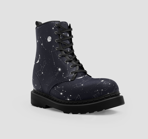Cosmic Nebula Galaxy Vegan Wo's Boots - Outer Space Handmade Stylish Footwear - Unique Crafted Shoes For Wo - Ideal Present For Her