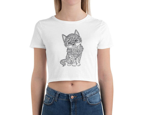 Image of Cute Mandala Puppy Women’S Crop Tee, Fashion Style Cute crop top, casual outfit,