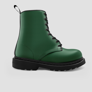 Dark Green Vegan Wo's Boots - Handcrafted Style - Perfect Girls' Gift - High-Quality, Sustainable Fashion - Footwear Trends - Unique Design