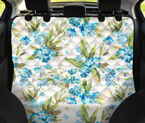 Image of Blue Floral Car Backseat Pet Cover, Decorative Flower Design, Seat Protector,