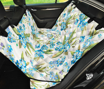 Blue Floral Car Backseat Pet Cover, Decorative Flower Design, Seat Protector,