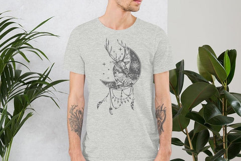 Image of Deer Moon Unisex T,Shirt, Mens, Womens, Short Sleeve Shirt, Graphic Tee, Street