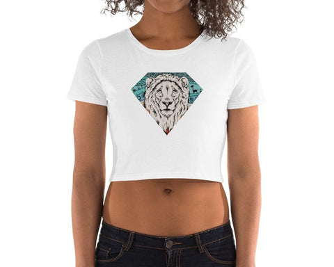 Image of Diamond Lion Women’S Crop Tee, Fashion Style Cute crop top, casual outfit, Crop