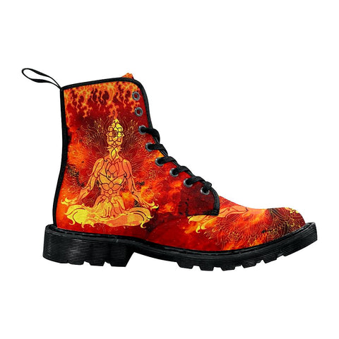 Image of Divine Fiery Fierce Goddess Womens Boots, Lolita Combat Boots,Hand Crafted,Multi Colored,Streetwear