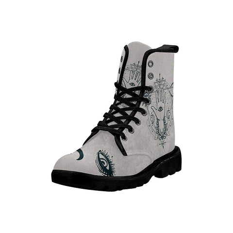 Image of Divine Hand, All Seeing Eye, Circle Of A Phase Of The Moon Lolita Combat Boots,Hand Crafted
