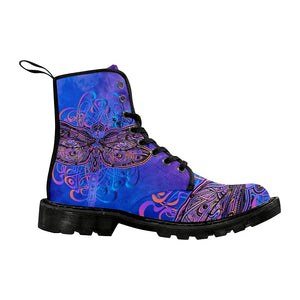 Dragonfly Gradient Black Womens Boots Lolita Combat Boots,Hand Crafted,Multi Colored,Streetwear