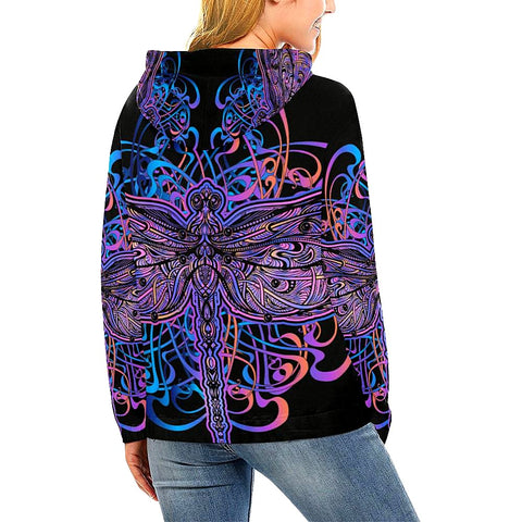 Image of Dragonfly Gradient,Colorful Feathers, Handmade,Floral Floral, Bright Colorful, Hippie,Hoodie,Custom