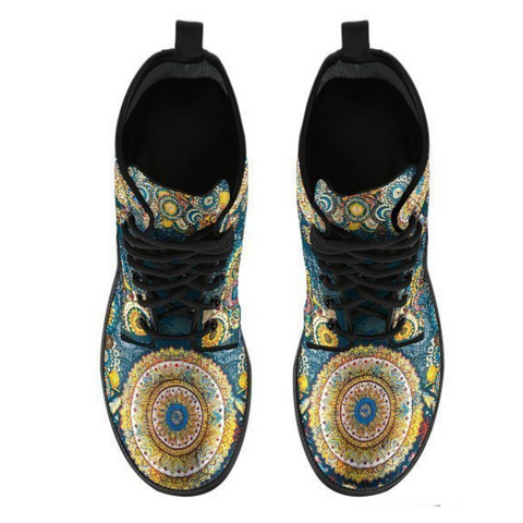Image of Dream Catcher, Fractal Paisley Women's Vegan Leather Ankle Boots, Fashion