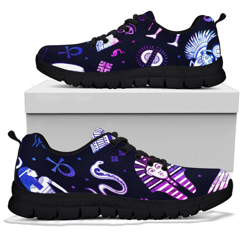 Image of Egyptian Abstract Women's Sneaker , Breathable & Custom Printed Hippie Design,
