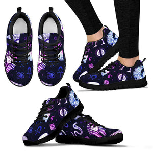Egyptian Abstract Women's Sneaker - Breathable & Custom Printed Hippie Design, Handmade Spiritual Canvas Footwear