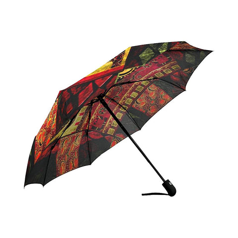 Image of Elephant Ethnic African Foldable Umbrella, Custom Rain Umbrella,Rain Gear Weather,Colorful,Custom Auto-Foldable Umbrella