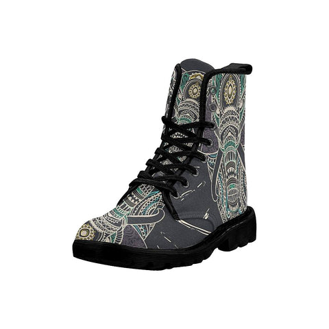 Image of Elephant Gray Womens Boots Lolita Combat Boots,Hand Crafted,Multi Colored