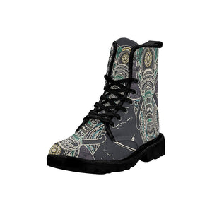 Elephant Gray Womens Boots Lolita Combat Boots,Hand Crafted,Multi Colored